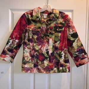 Chico's 3/4 Sleeve Multi Color Jacket Size 0